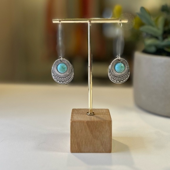 Jewelry - Turquoise and Silver-Tone Dangle Earrings